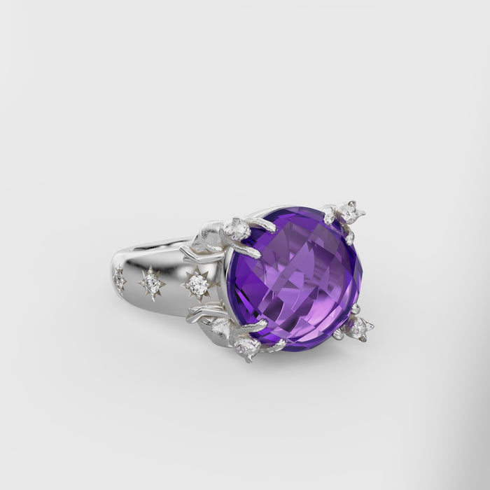 Wide Celestial Cat Prong Ring