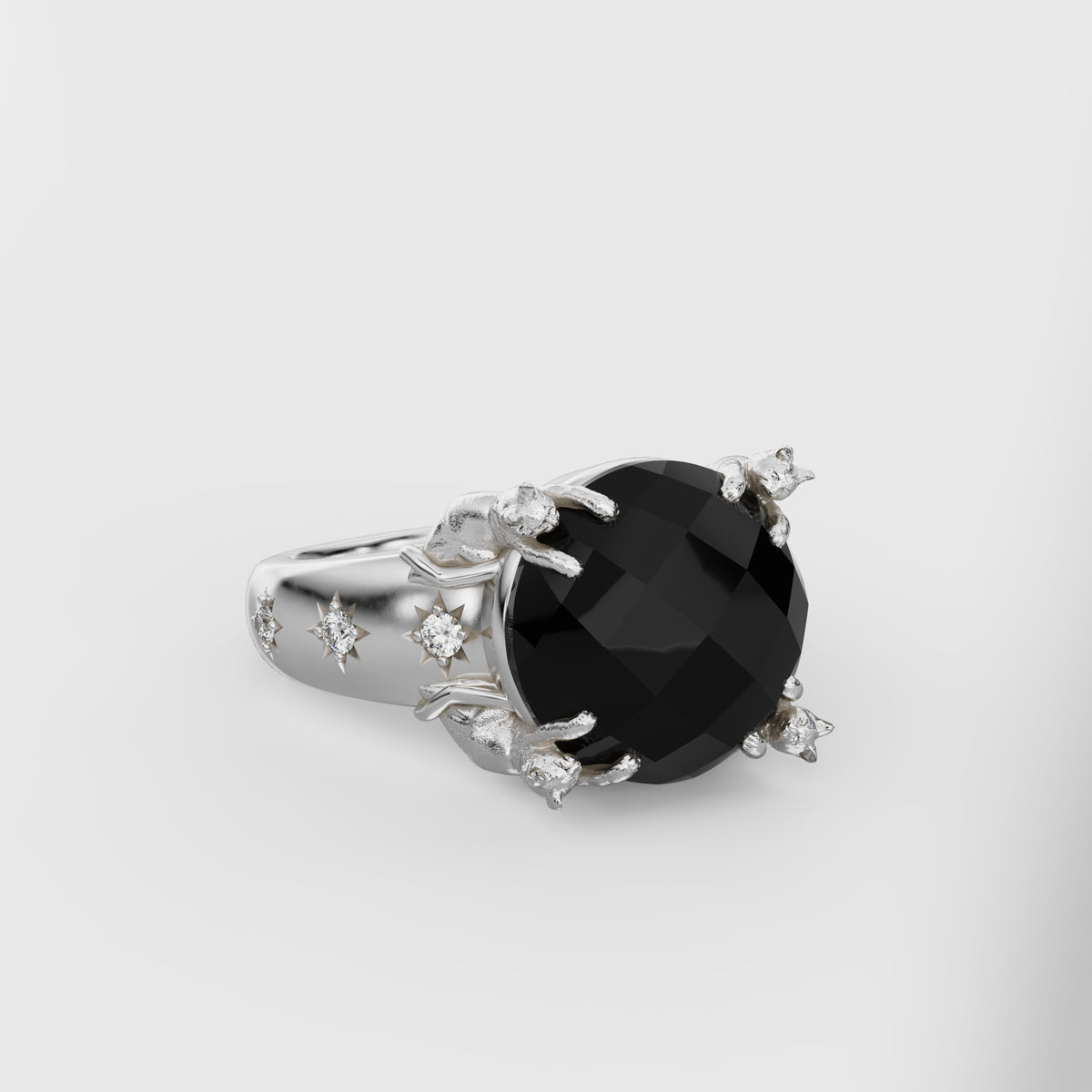 Wide Celestial Cat Prong Ring