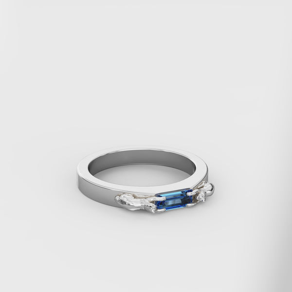 Thin Band Cat Baguette Ring