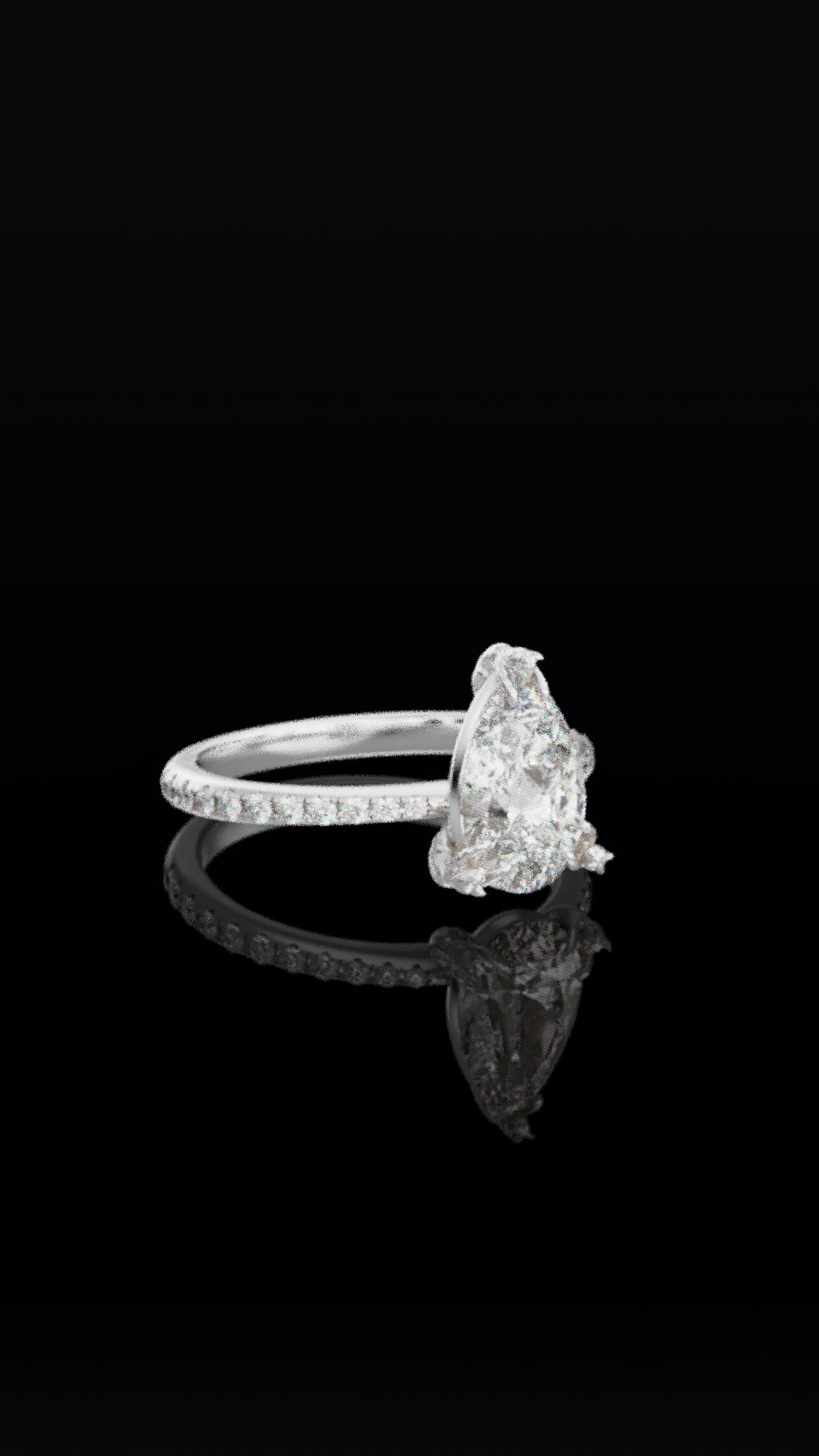The Chaton Cat Ring - Pear Cut with Diamond Band