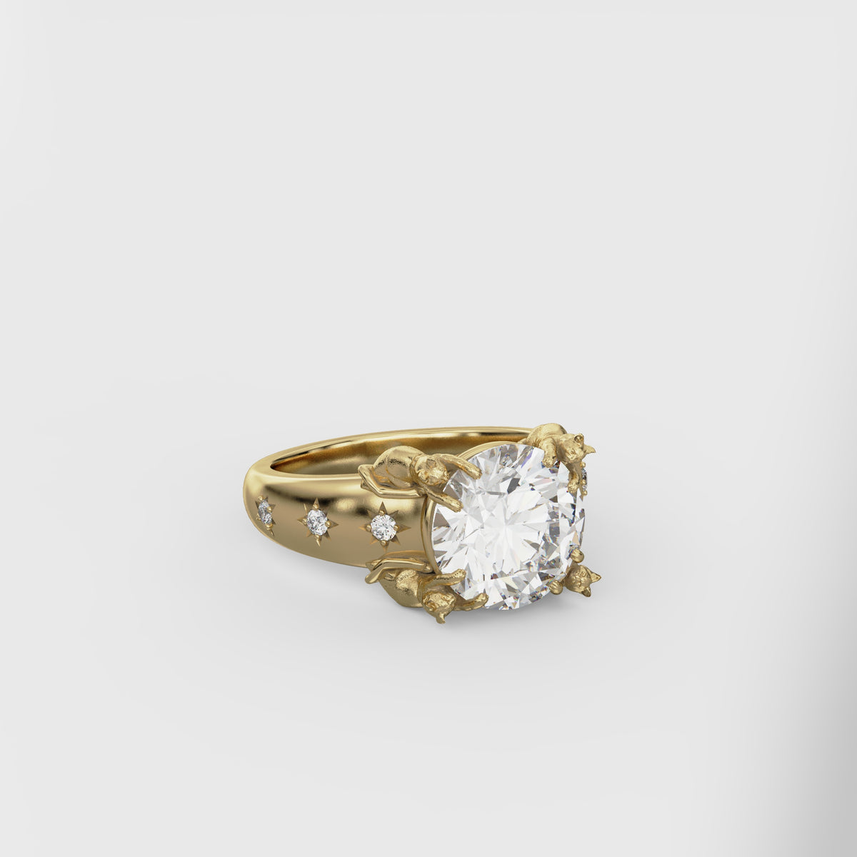 The Wide Celestial Cat Engagement Ring