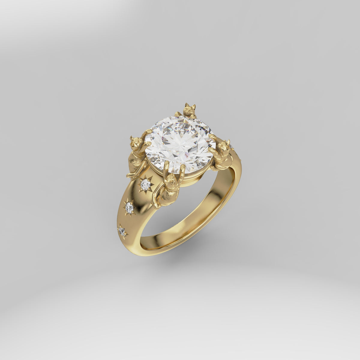 The Wide Celestial Cat Engagement Ring